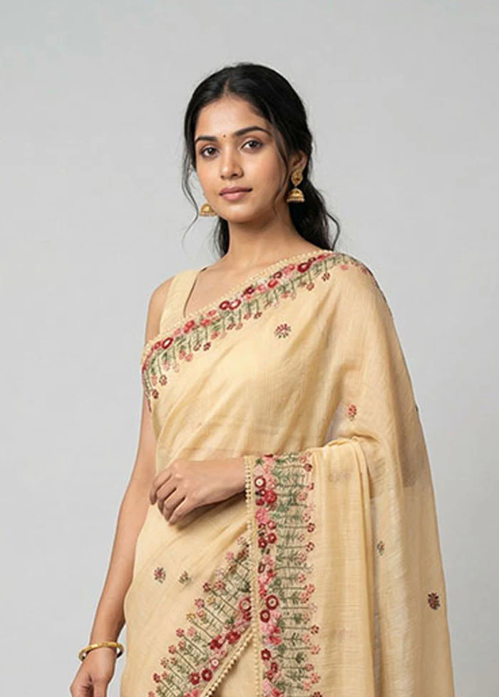 Yellow Tissue Silk Saree With Blouse Piece - Image 2