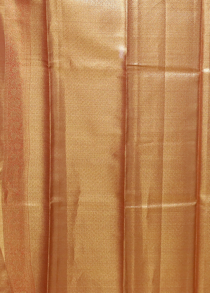 Yellow Tissue Silk Saree With Blouse Piece - Image 5