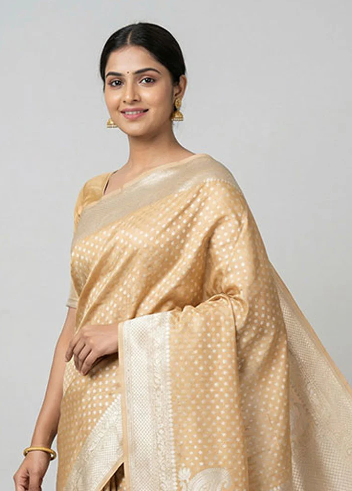 Yellow Tissue Silk Saree With Blouse Piece - Image 2