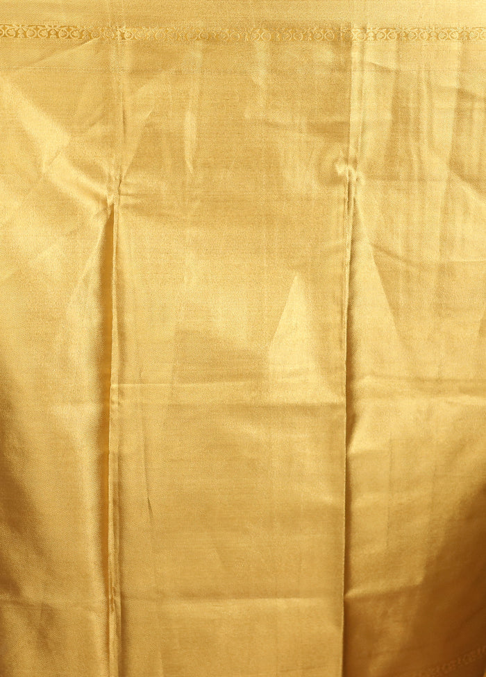 Yellow Tissue Silk Saree With Blouse Piece - Image 5