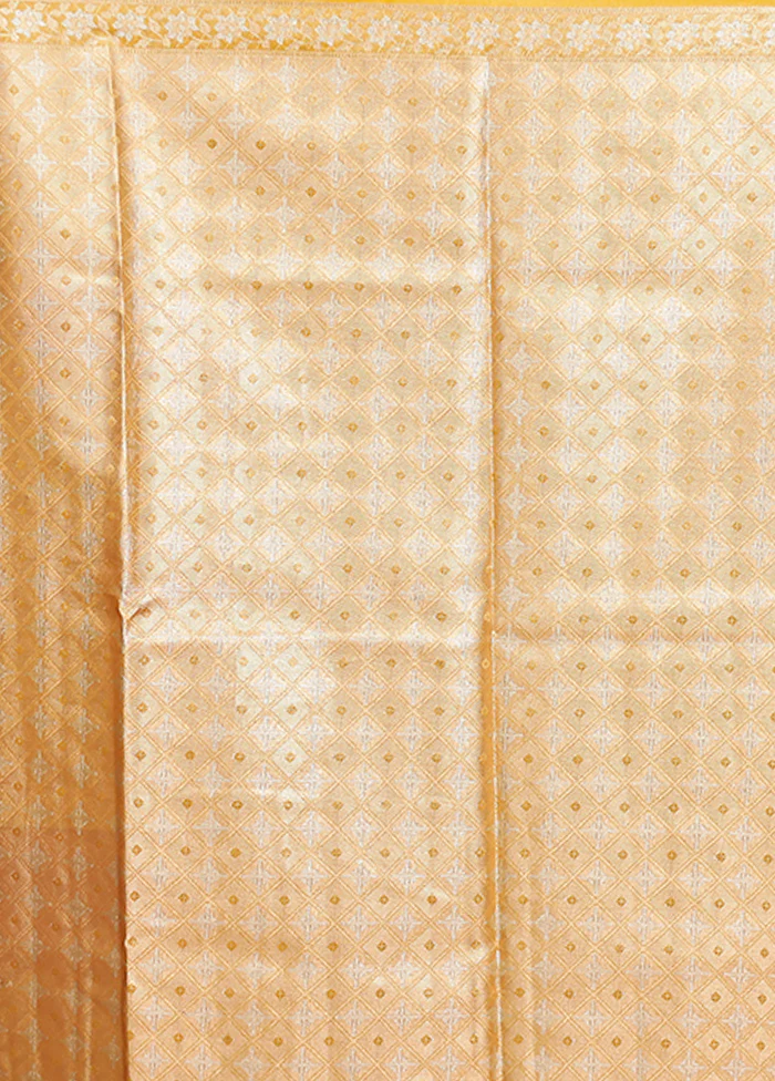 Yellow Tissue Silk Saree With Blouse Piece - Image 5