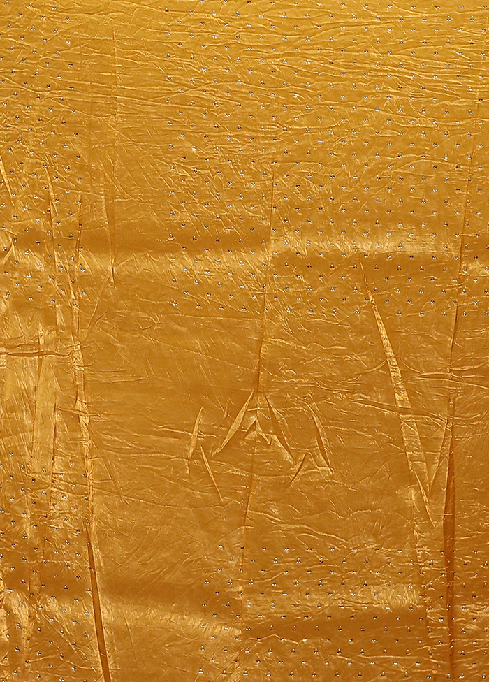 Yellow Tissue Silk Saree With Blouse Piece - Image 5