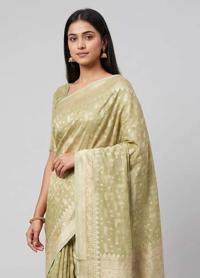 Yellow Tissue Silk Saree With Blouse Piece - Image 2