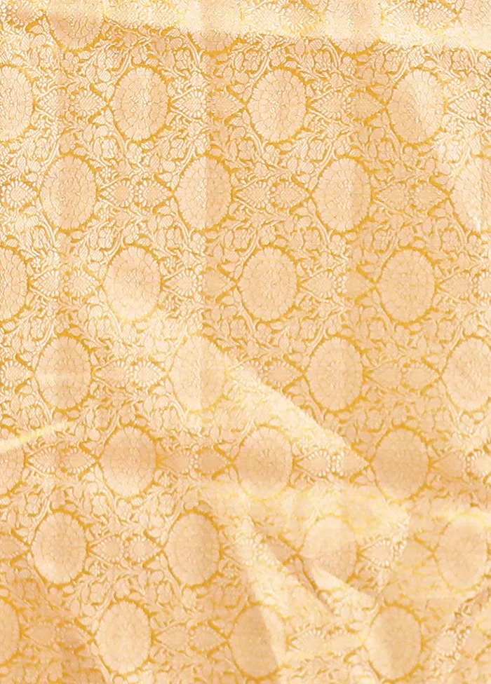 Yellow Tissue Silk Saree With Blouse Piece - Image 5