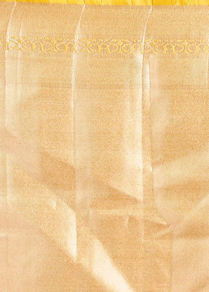 Yellow Tissue Silk Saree With Blouse Piece - Image 5
