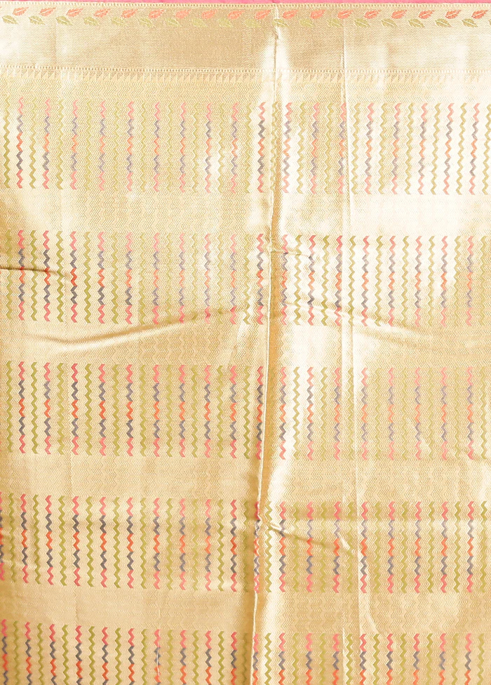 Yellow Tissue Silk Saree With Blouse Piece - Image 5
