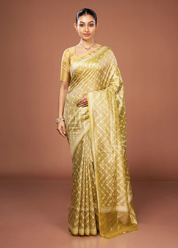 Yellow Tissue Silk Saree With Blouse Piece - Image 2