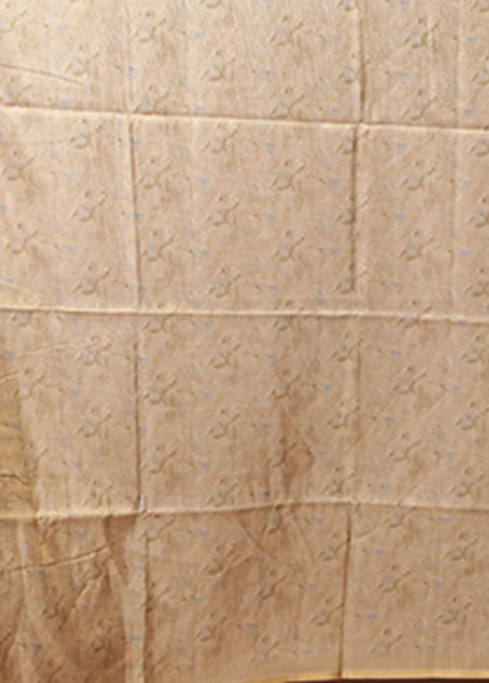 Yellow Tussar Silk Saree With Blouse Piece - Image 5