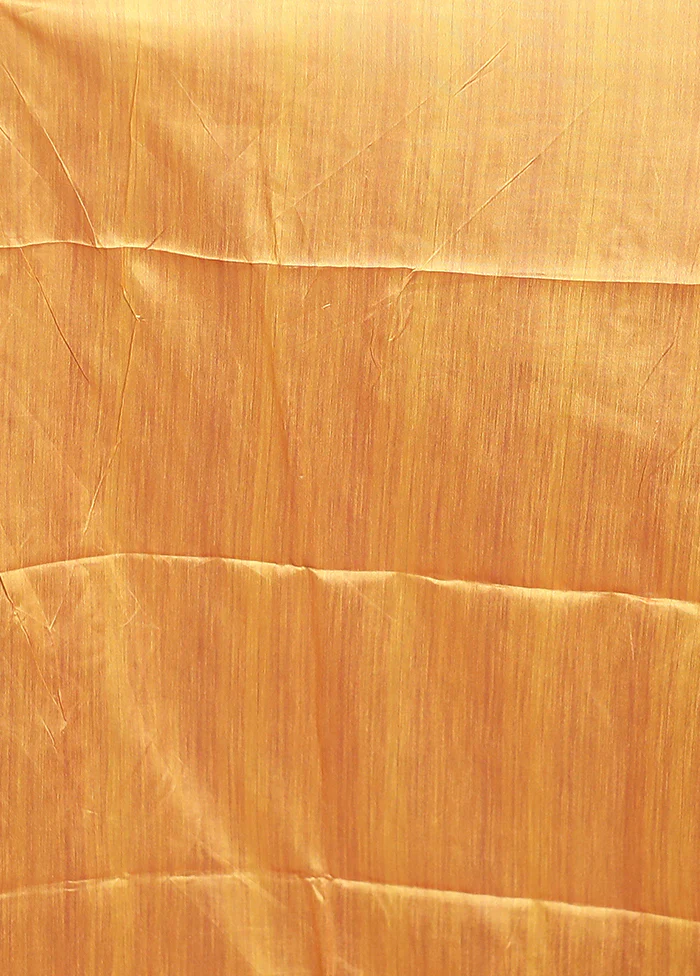 Yellow Tussar Silk Saree With Blouse Piece - Image 5