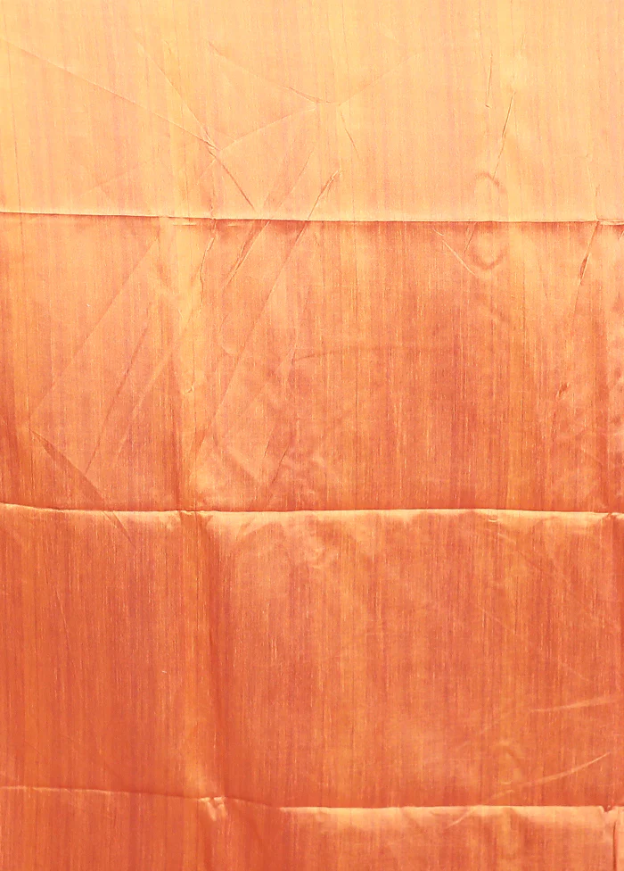 Yellow Tussar Silk Saree With Blouse Piece - Image 5