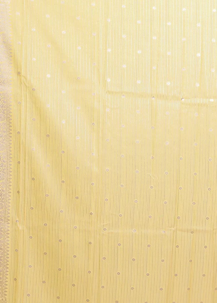 Yellow Uppada Silk Saree With Blouse Piece - Image 5