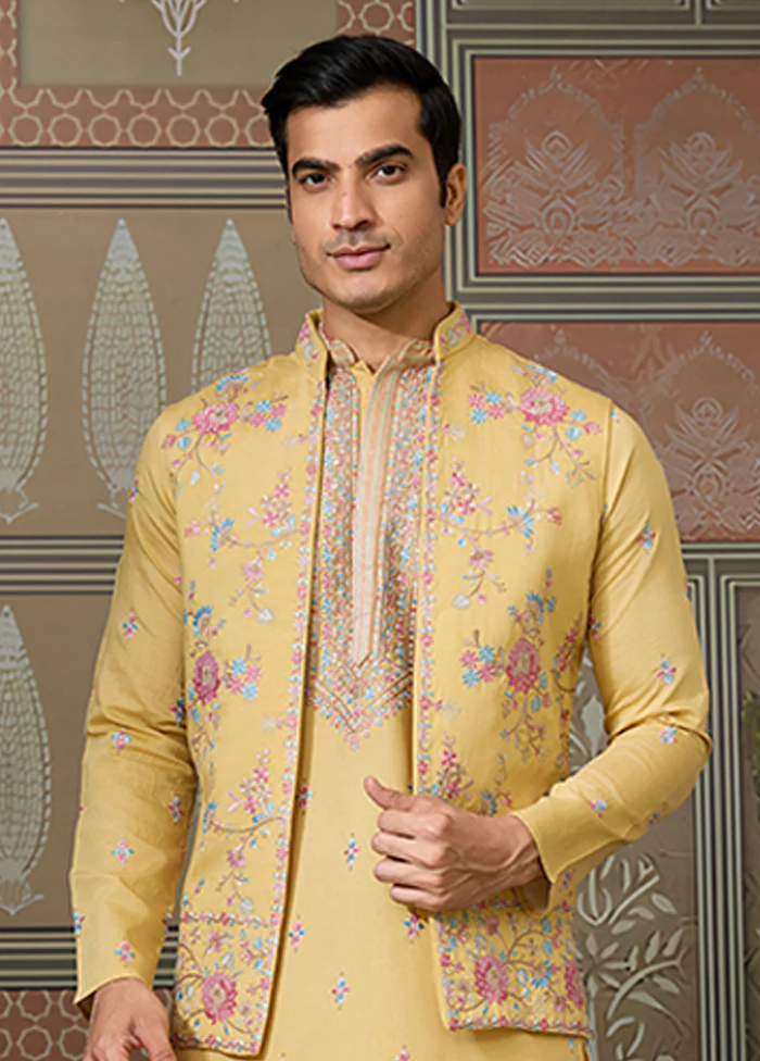 Yellow Viscose Kurta & Pajama Set - Image 2