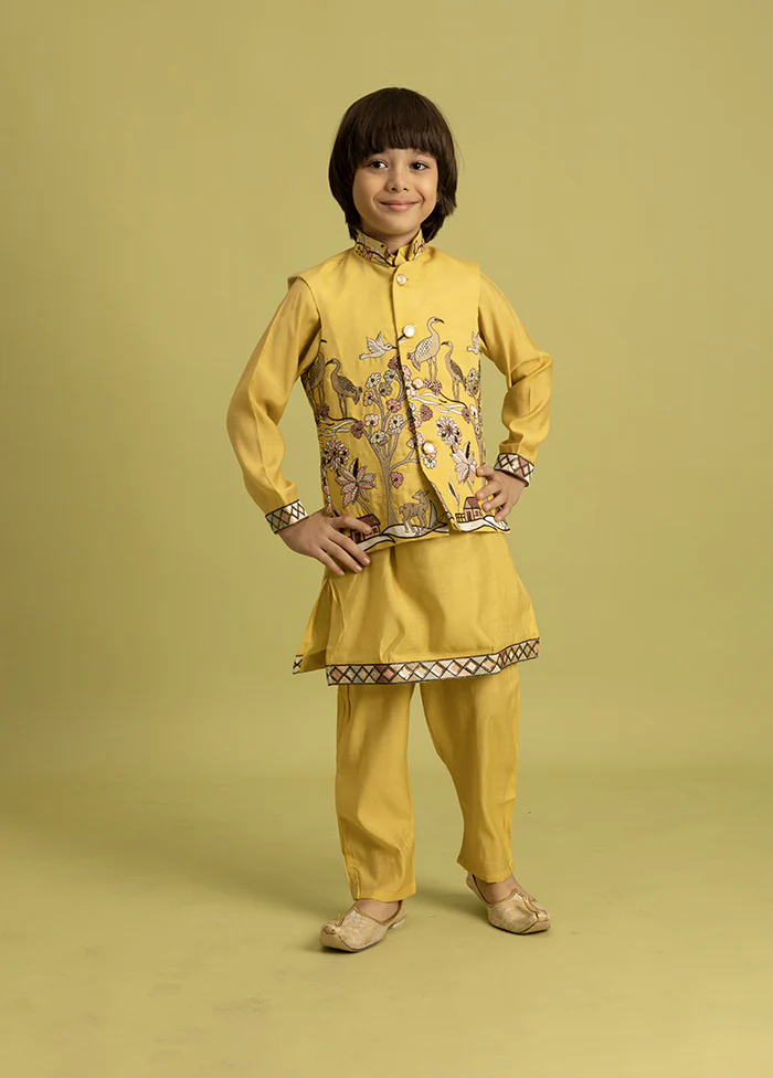 Yellow Viscose Kurta & Pajama Set