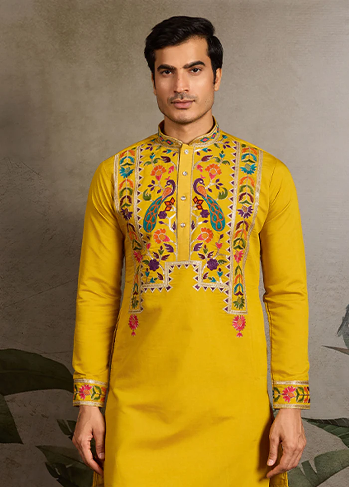 Yellow Viscose Kurta - Image 2