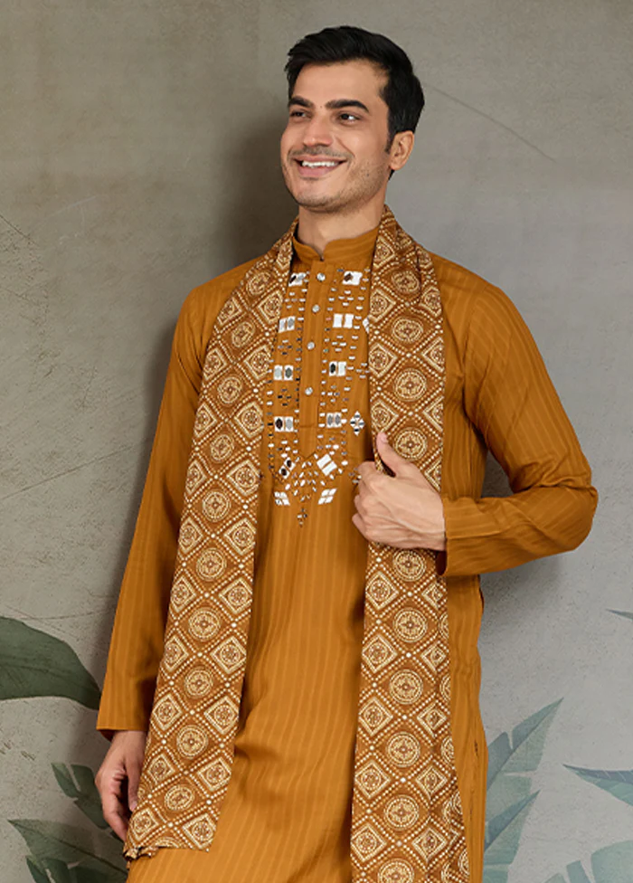 Yellow Viscose Kurta With Dupatta - Image 2