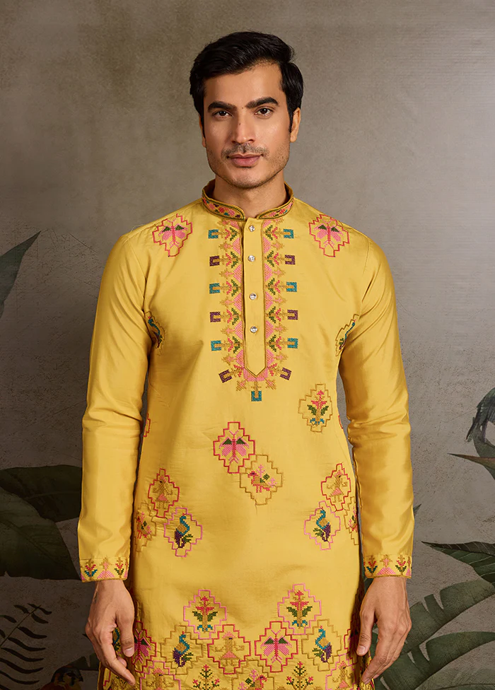 Yellow Viscose Kurta - Image 2